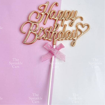 3D Happy Birthday with Bow Cake Topper Birthday Party Decoration TSC