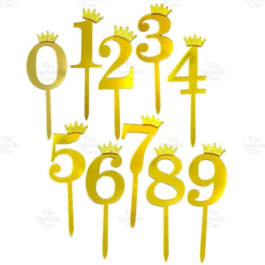 0-9 Set Gold Number Candle / Acrylic Number for Birthday Cake Decor Party Supplies