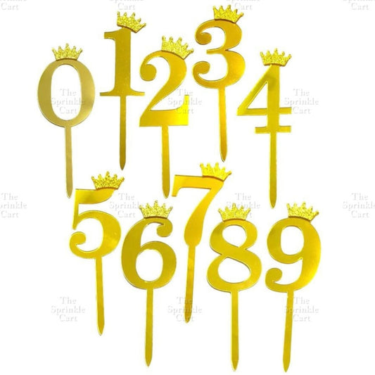 0-9 Set Gold Number Candle / Acrylic Number for Birthday Cake Decor Party Supplies