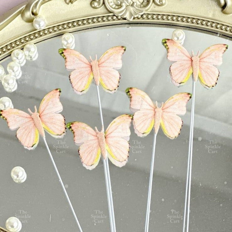 Waterproof Colorful Butterfly Topper Plastic Vinyl Cloth with Wire and Glue Dot DIY Decoration TSC