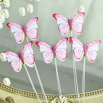Waterproof Colorful Butterfly Topper Plastic Vinyl Cloth with Wire and Glue Dot DIY Decoration TSC