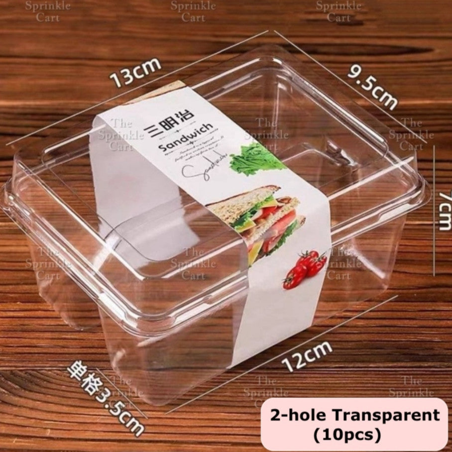 Transparent Sandwich Compartment with Lid Disposable Pastry Box Packaging TSC