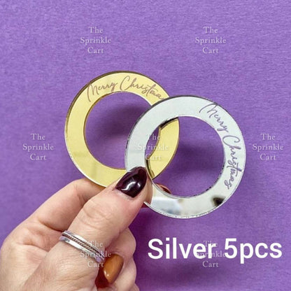 5pcs Acrylic Cupcake Topper Happy Birthday Merry CMAS Mother’s Day Round Cake Decoration