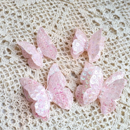 Pastel Sequin Butterfly 3D Cake Topper Colorful Double Layer Birthday Party