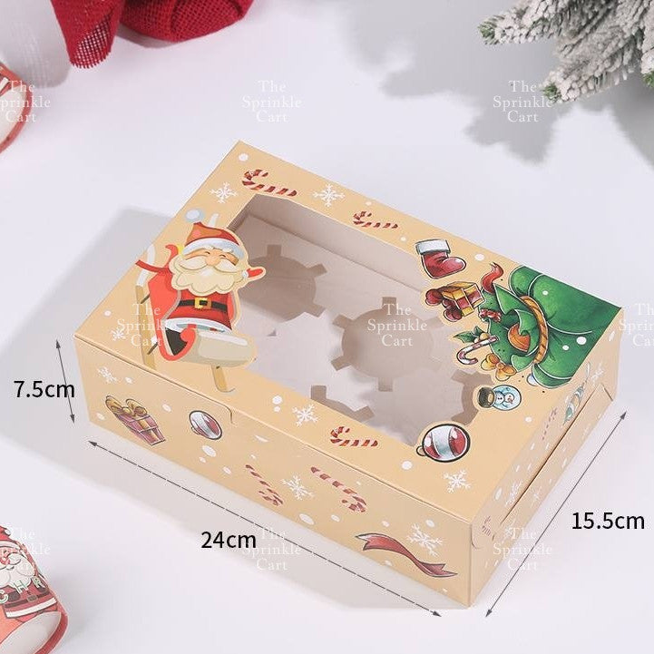 Christmas Cupcake Box and Liner for Baking Cupcake Dessert DIY Christmas Theme Decoration TSC