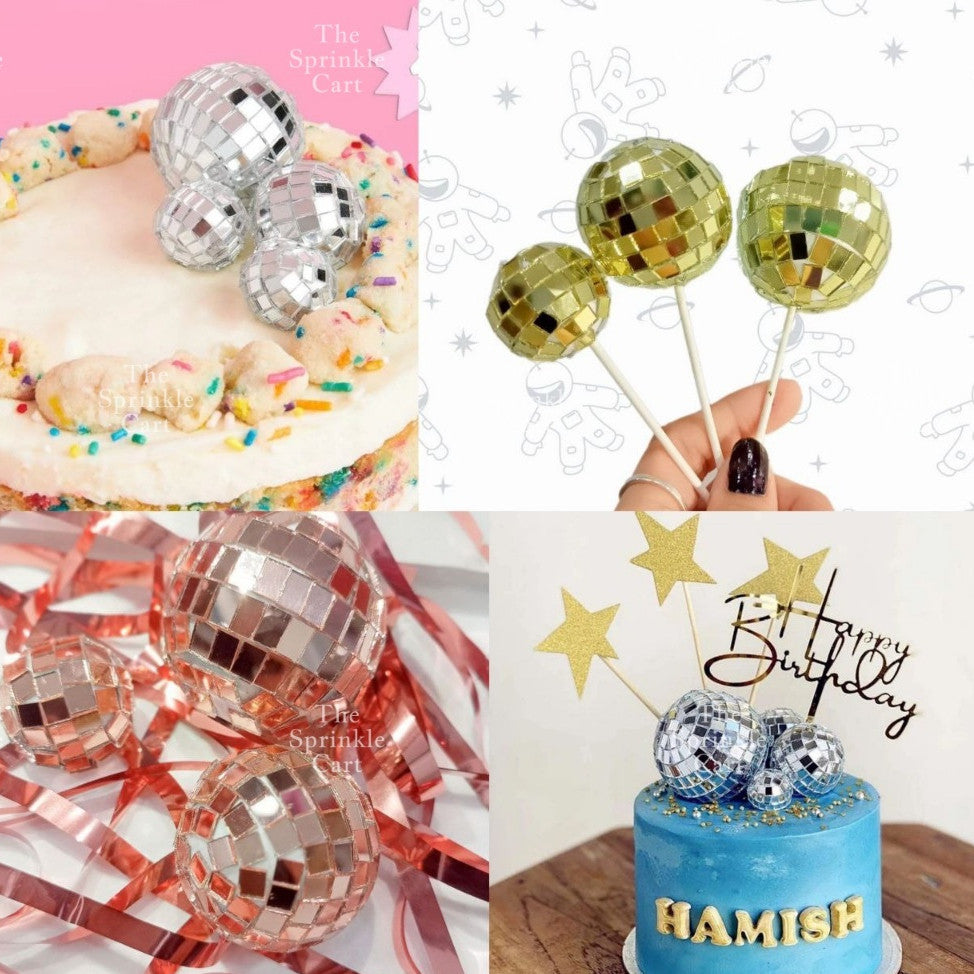 Shiny Mirror Disco Ball Cake Topper & Christmas Tree Decoration DIY Party Supplies TSC