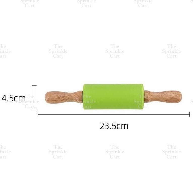 Non-stick Silicone Rolling Pin with Wooden Handle