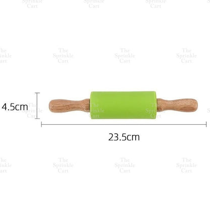 Non-stick Silicone Rolling Pin with Wooden Handle