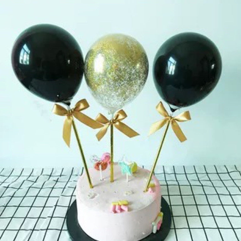 3pcs set Balloon Cake Topper Metallic Confetti Cake Decoration for Birthday Party TSC