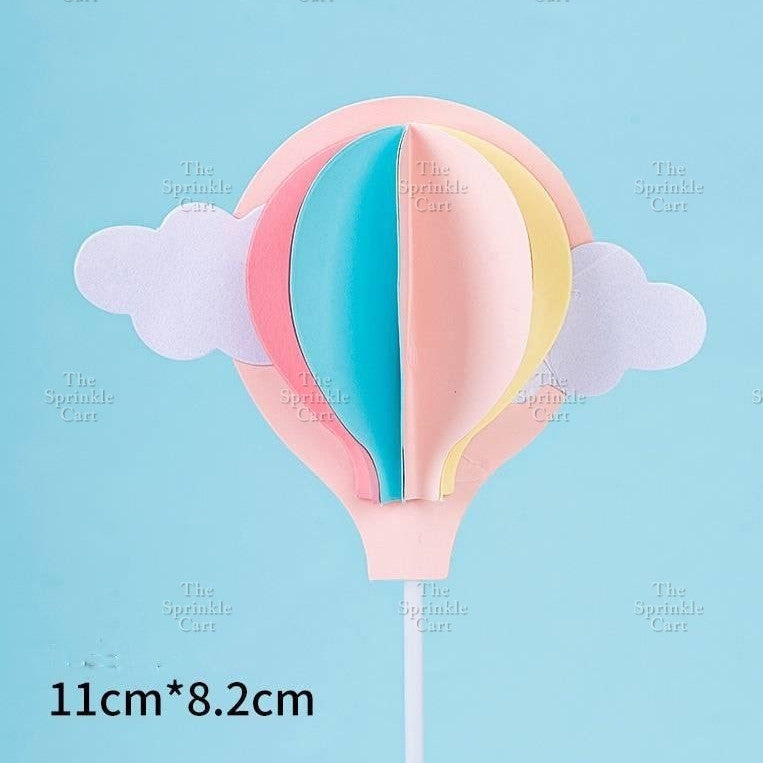 Hot-Air Balloon Rainbow Emoji Cloud Cake Paper Topper  Birthday Party Decors
