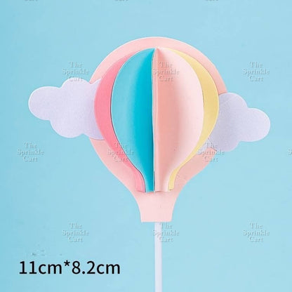 Hot-Air Balloon Rainbow Emoji Cloud Cake Paper Topper  Birthday Party Decors