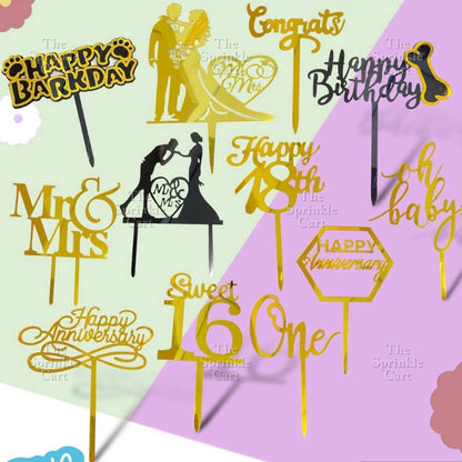 Acrylic Cake Topper Cross Sweet 16 Happy 18th Happy Wedding Happy Anniversary Mr Mrs Topper for Cake