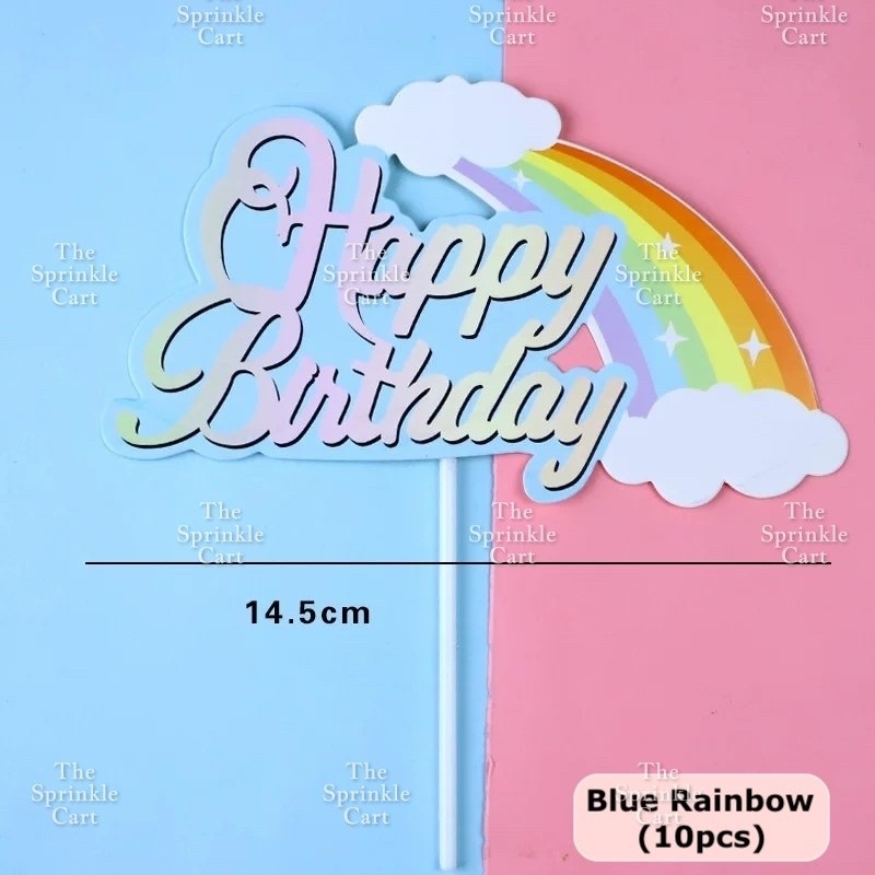 Happy Birthday Cake Topper Rainbow Cloud Colorful Cute Birthday Topper