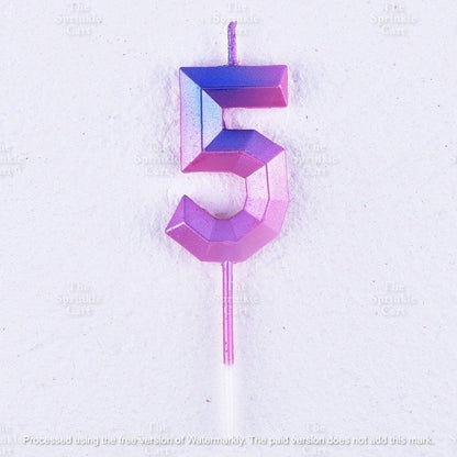 Ombre Creative 0-9 Gradient Number Candle Geometric Happy Birthday Party Candle