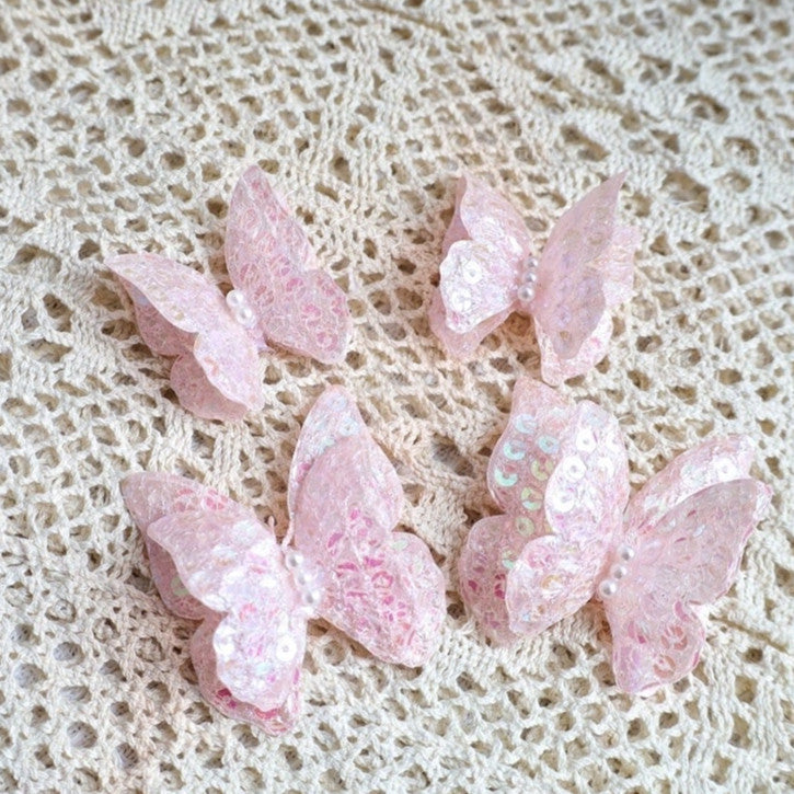 Pastel Sequin Butterfly 3D Cake Topper Colorful Double Layer Birthday Party