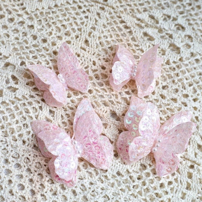 Pastel Sequin Butterfly 3D Cake Topper Colorful Double Layer Birthday Party