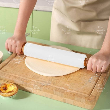 Non-stick Silicone Rolling Pin with Wooden Handle