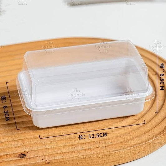 10pcs White Rectangular Sandwich Box Transparent LID Pastry Dessert Cake Packaging TSC