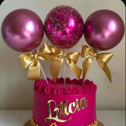 3pcs set Balloon Cake Topper Metallic Confetti Cake Decoration for Birthday Party TSC