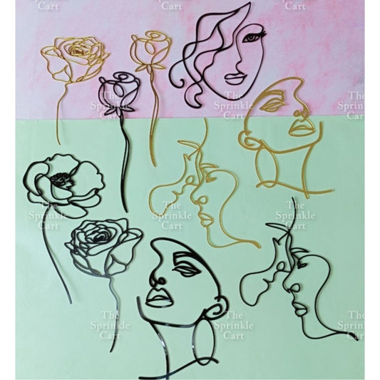 Minimalist Acrylic Flower / Face Girl Birthday Wedding Cake Decoration