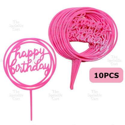 10pcs Happy Birthday Cake Topper for Celebration decoration Plastic