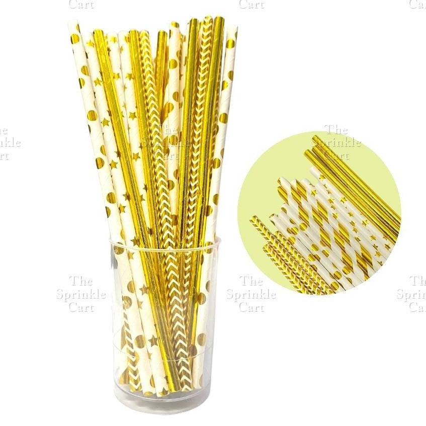 Drinking Paper Straw Metallic Gold Colorful Individually Wrapped Boba Plastic Straw TSC