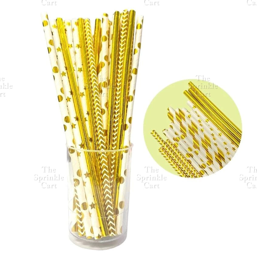 Drinking Paper Straw Metallic Gold Colorful Individually Wrapped Boba Plastic Straw TSC