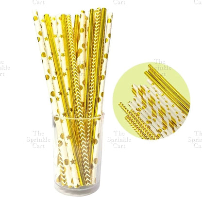Drinking Paper Straw Metallic Gold Colorful Individually Wrapped Boba Plastic Straw TSC