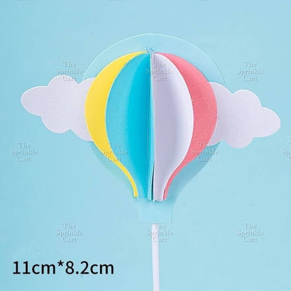 Hot-Air Balloon Rainbow Emoji Cloud Cake Paper Topper  Birthday Party Decors
