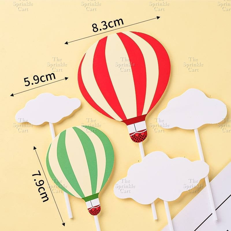 Hot-Air Balloon Rainbow Emoji Cloud Cake Paper Topper  Birthday Party Decors