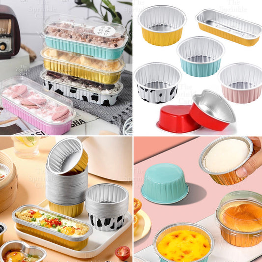 Dessert Round Heart Rectangle Cups with Lid Aluminum Foil Bakewares Decoration TSC