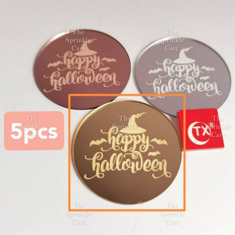 5pcs Acrylic Cupcake Topper Happy Birthday Merry CMAS Mother’s Day Round Cake Decoration