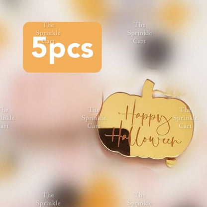 5pcs Acrylic Cupcake Topper Happy Birthday Merry CMAS Mother’s Day Round Cake Decoration