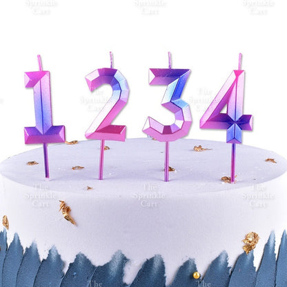 Ombre Creative 0-9 Gradient Number Candle Geometric Happy Birthday Party Candle