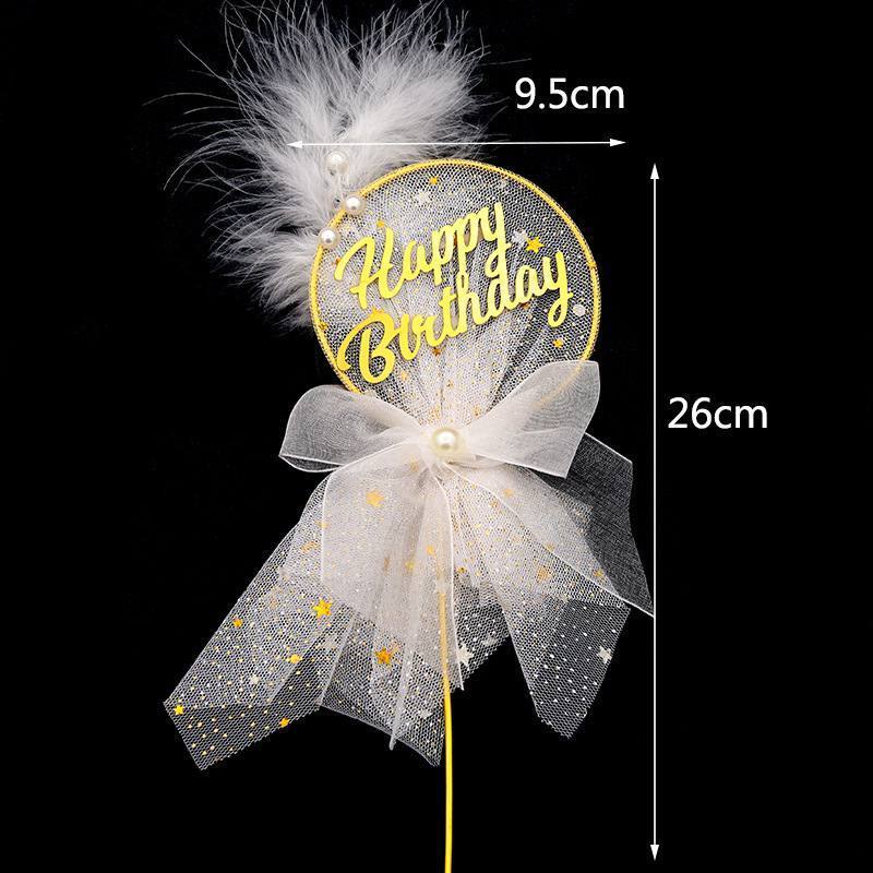 Happy Birthday Metal Cake Topper Heart Crown Moon Birthday Cake Topper TSC