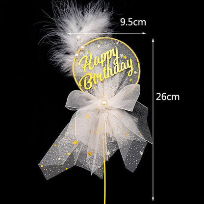 Happy Birthday Metal Cake Topper Heart Crown Moon Birthday Cake Topper TSC