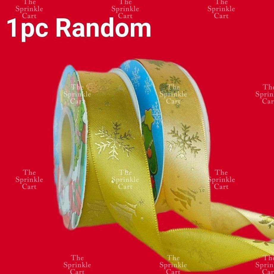 Christmas Ribbon Holidays Satin Ribbon Gift Christmas Happy Birthday Ribbon  theme Packaging