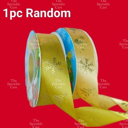 Christmas Ribbon Holidays Satin Ribbon Gift Christmas Happy Birthday Ribbon  theme Packaging