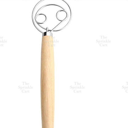 Wooden Handle Whisk Stainless Steel Flour Dough Mixer Manual Whisk TSC