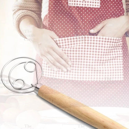 Wooden Handle Whisk Stainless Steel Flour Dough Mixer Manual Whisk TSC