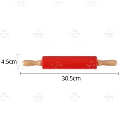 Non-stick Silicone Rolling Pin with Wooden Handle