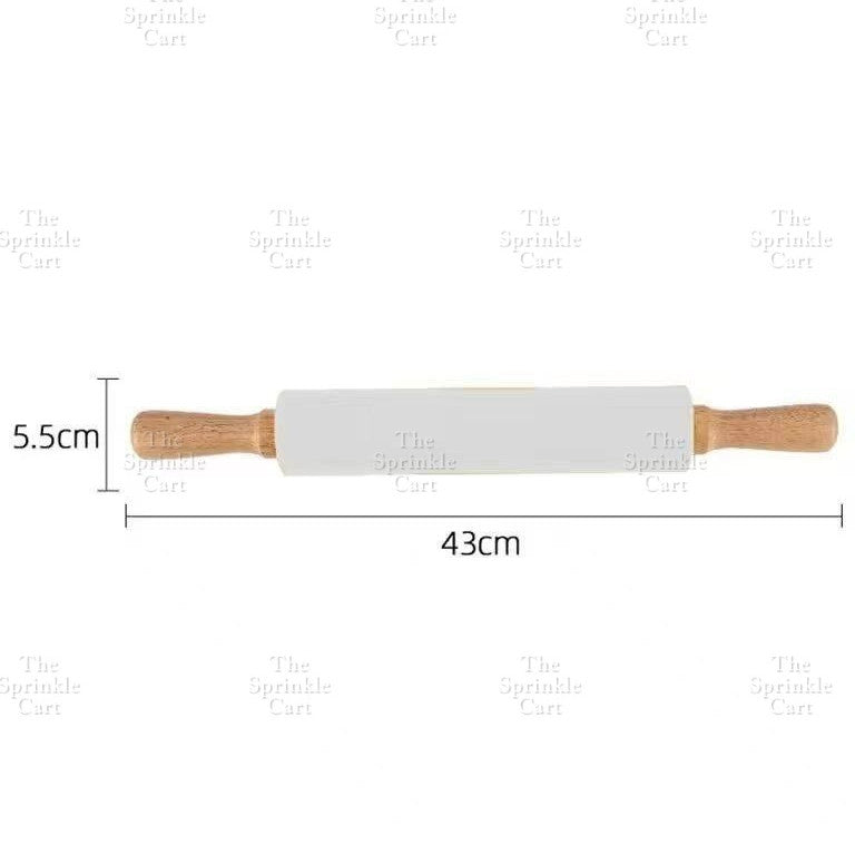 Non-stick Silicone Rolling Pin with Wooden Handle