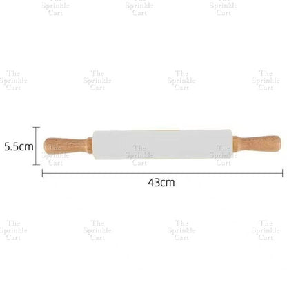 Non-stick Silicone Rolling Pin with Wooden Handle