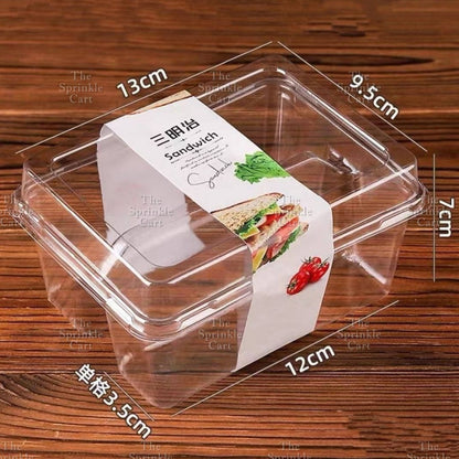 Transparent Sandwich Compartment with Lid Disposable Pastry Box Packaging TSC