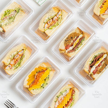10pcs White Rectangular Sandwich Box Transparent LID Pastry Dessert Cake Packaging TSC