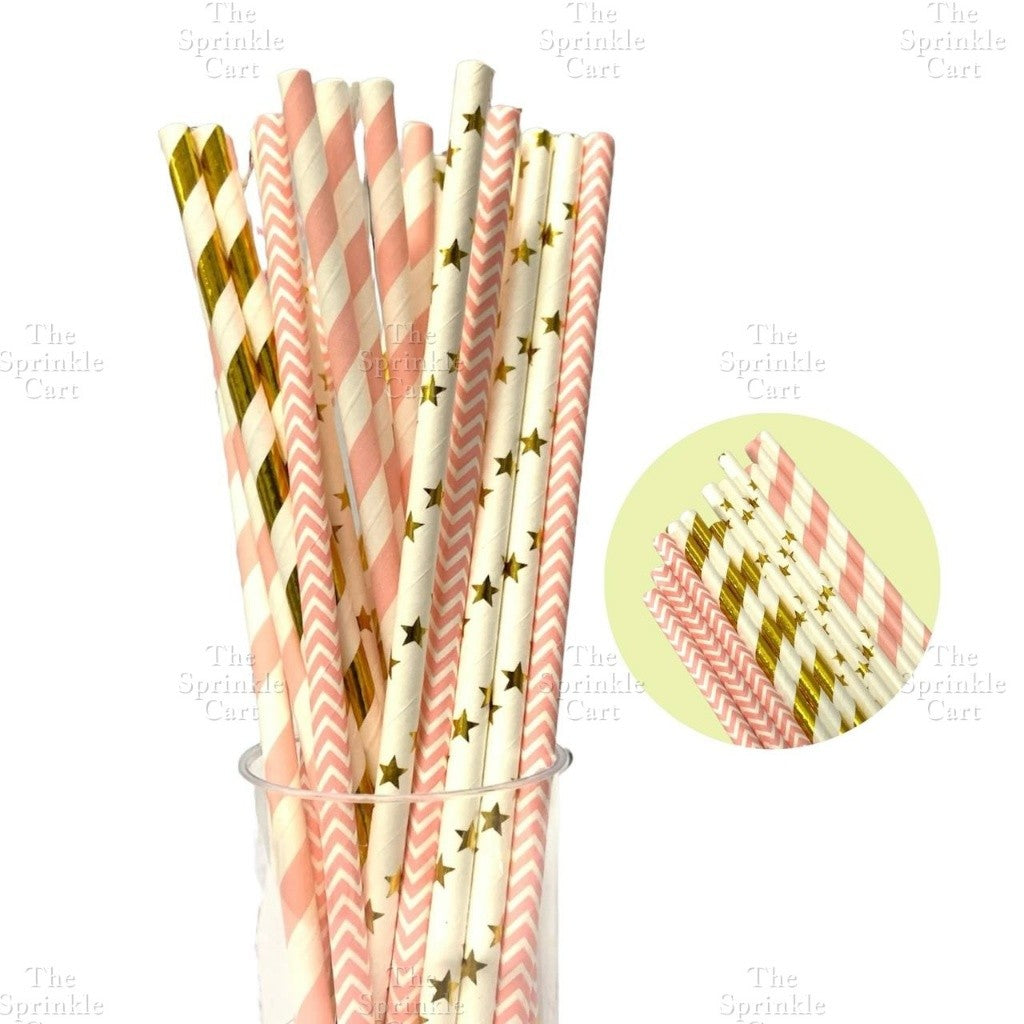 Drinking Paper Straw Metallic Gold Colorful Individually Wrapped Boba Plastic Straw TSC