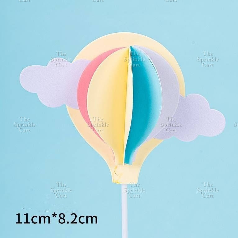 Hot-Air Balloon Rainbow Emoji Cloud Cake Paper Topper  Birthday Party Decors