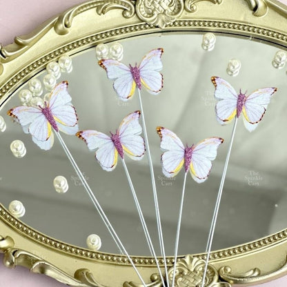 Waterproof Colorful Butterfly Topper Plastic Vinyl Cloth with Wire and Glue Dot DIY Decoration TSC