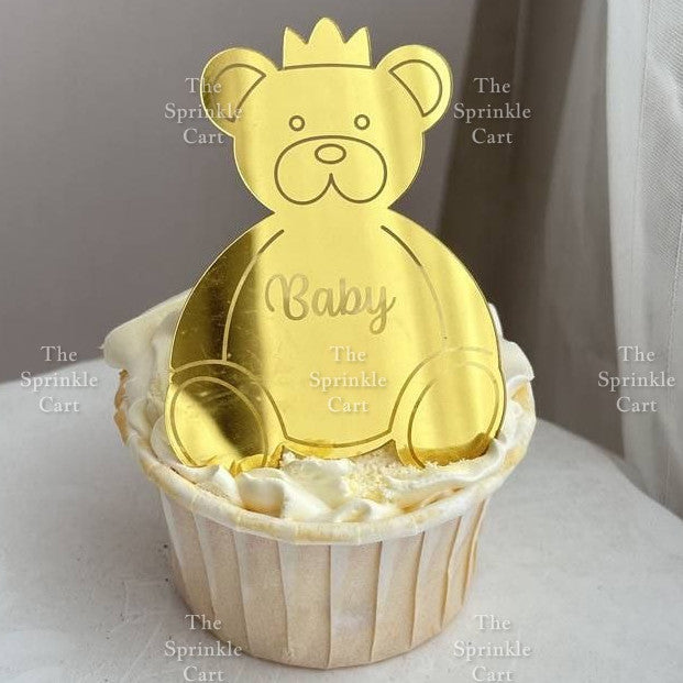 5pcs Acrylic Cupcake Topper Happy Birthday Merry CMAS Mother’s Day Round Cake Decoration