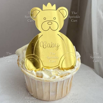 5pcs Acrylic Cupcake Topper Happy Birthday Merry CMAS Mother’s Day Round Cake Decoration